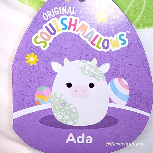 🐣 ADA 🐄 Green & White Cow w Flower & Butterfly Print Easter 2024 Squishmallow - Picture 4 of 9